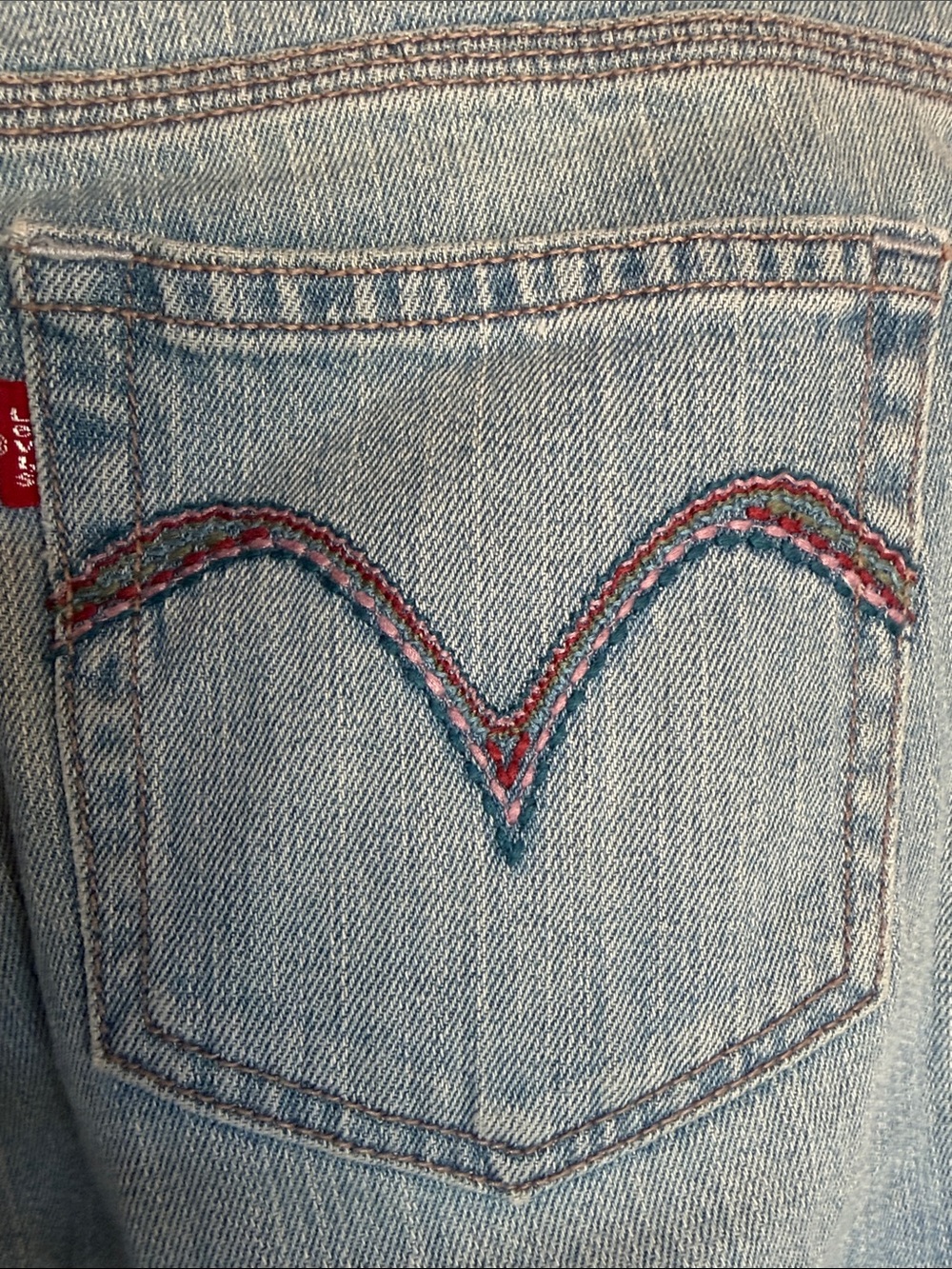 RARE Levi’s 515 shorts frayed cut offs colorful back pockets trim womens size 12 - Picture 2 of 12